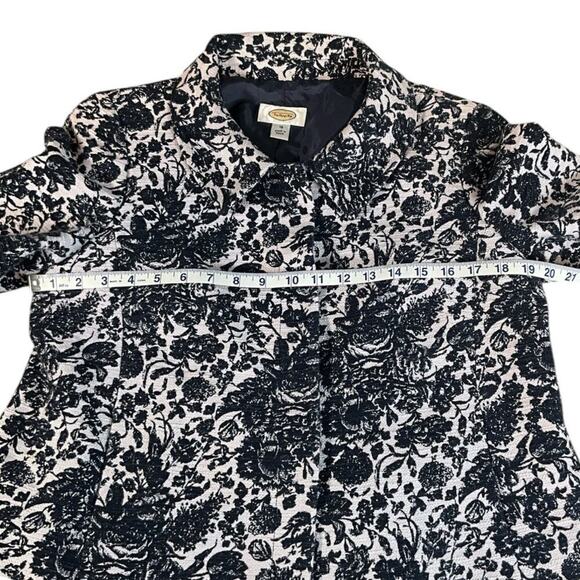 Talbot's Womens Blue & White Floral Cape Style Coat 100% Cotton Classic Size 12 - Picture 8 of 12